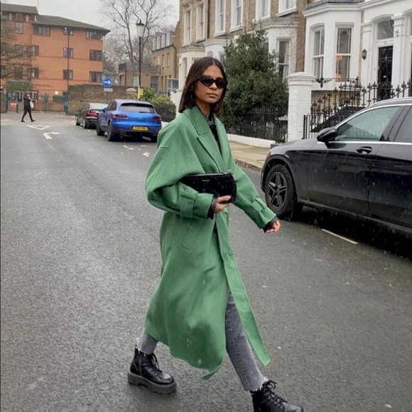 green belted coat